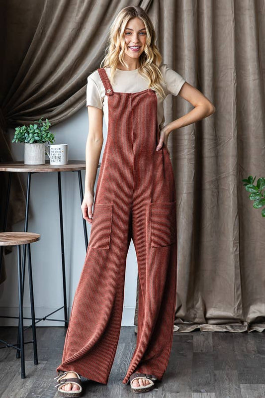 SOLID URBAN RIBBED JUMPSUIT