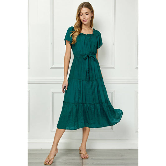 RUFFLE TIERED CROPPED MAXI WITH LINING