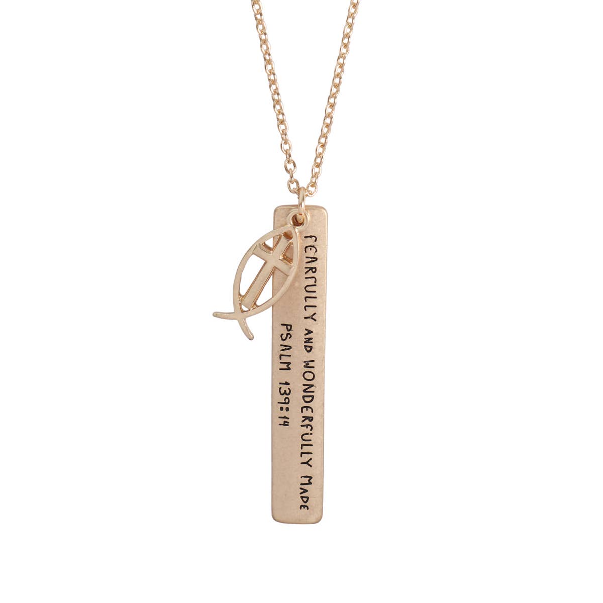 Message "Fearfully" Charm Pendant Necklace