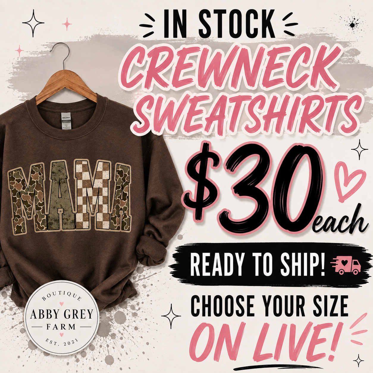 In stock Crewneck Sweatshirt (Shop on TikTok Live)
