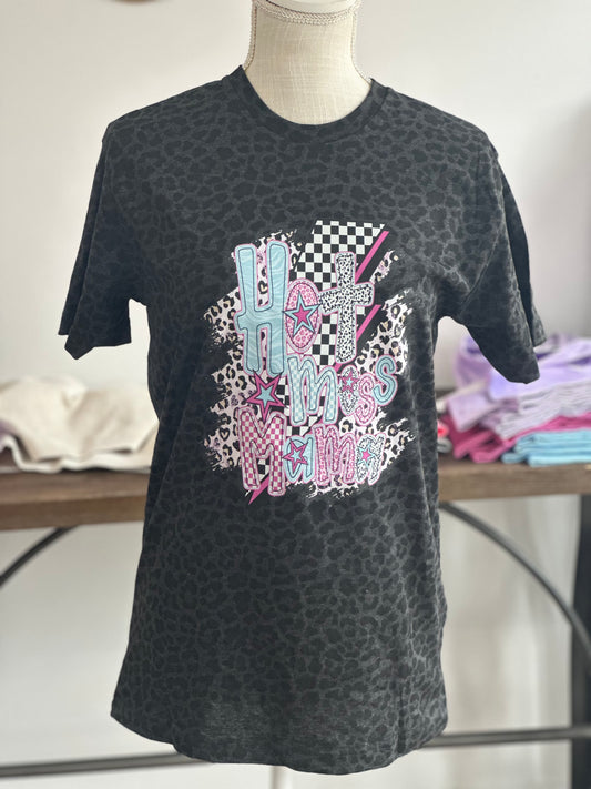 Hot Mess Mama Leopard Print Tee
