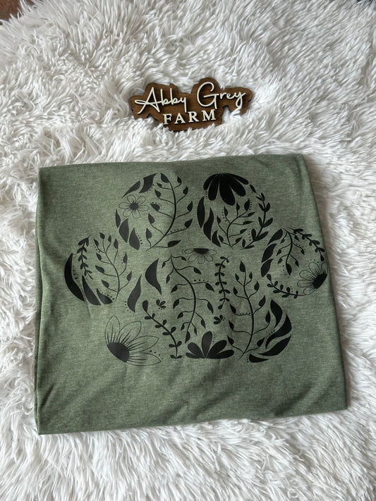 Floral Paw Print Graphic Tee