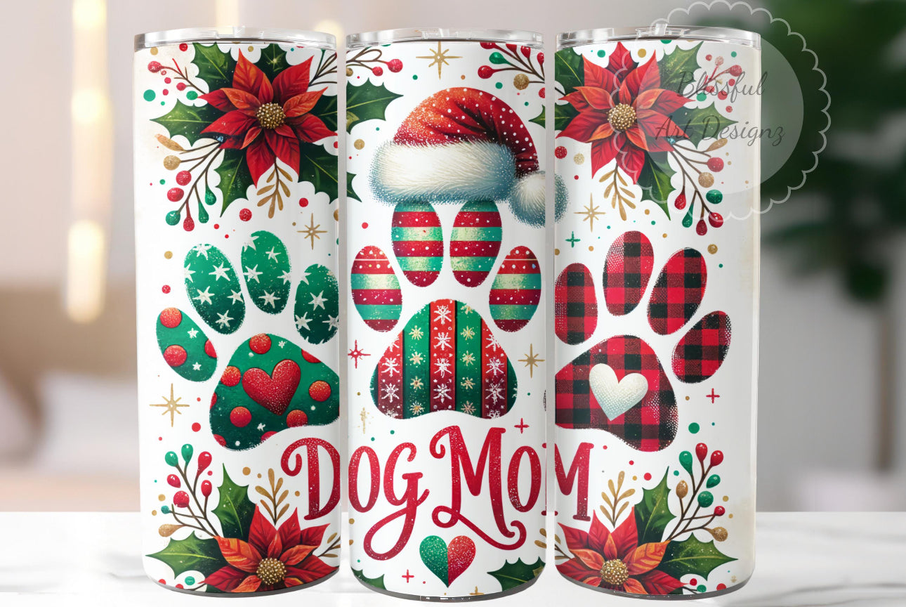20oz. Tumbler Dog Mom Christmas Design
