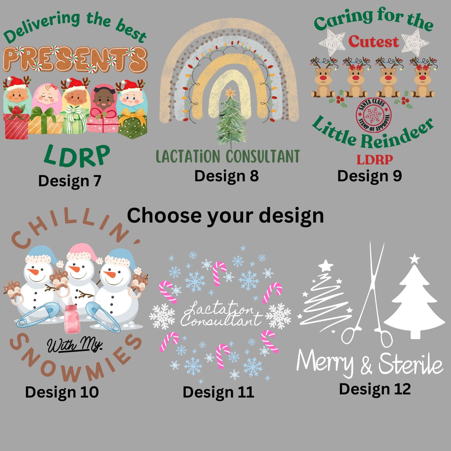 Short Sleeve T-Shirt- Medical Christmas Designs