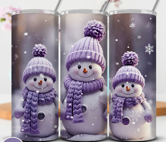 20oz. Tumbler Purple Snowmen