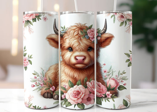 20oz. Tumbler Roses with Highland Cow