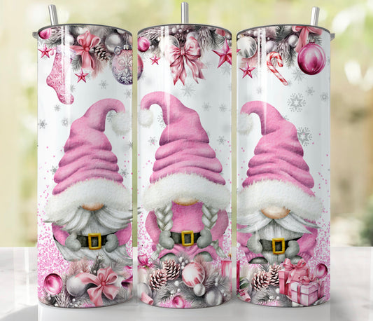 20oz. Tumbler Christmas Gnomes Pink