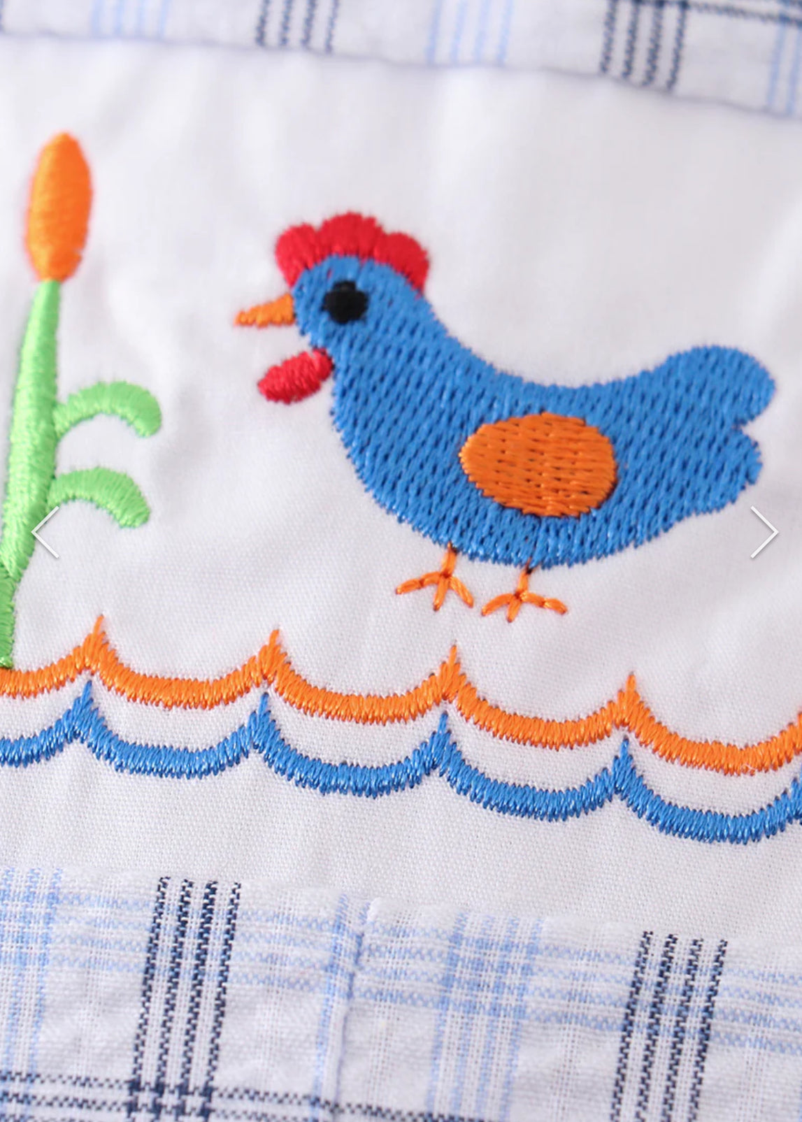 Premium Chicken Embroidery Plaid Boy Jonjon