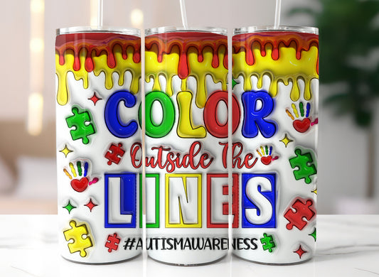 20oz. Tumbler Autism Awareness Color outside the lines
