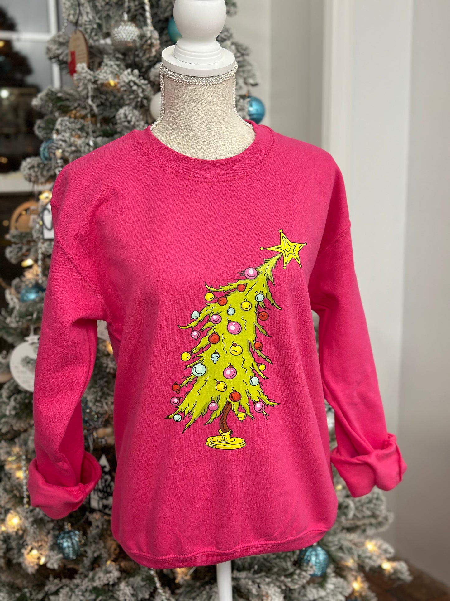 Cartoon Christmas Tree Crewneck Sweatshirt