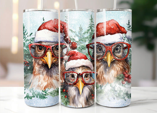 20oz. Tumbler Christmas Three Chickens