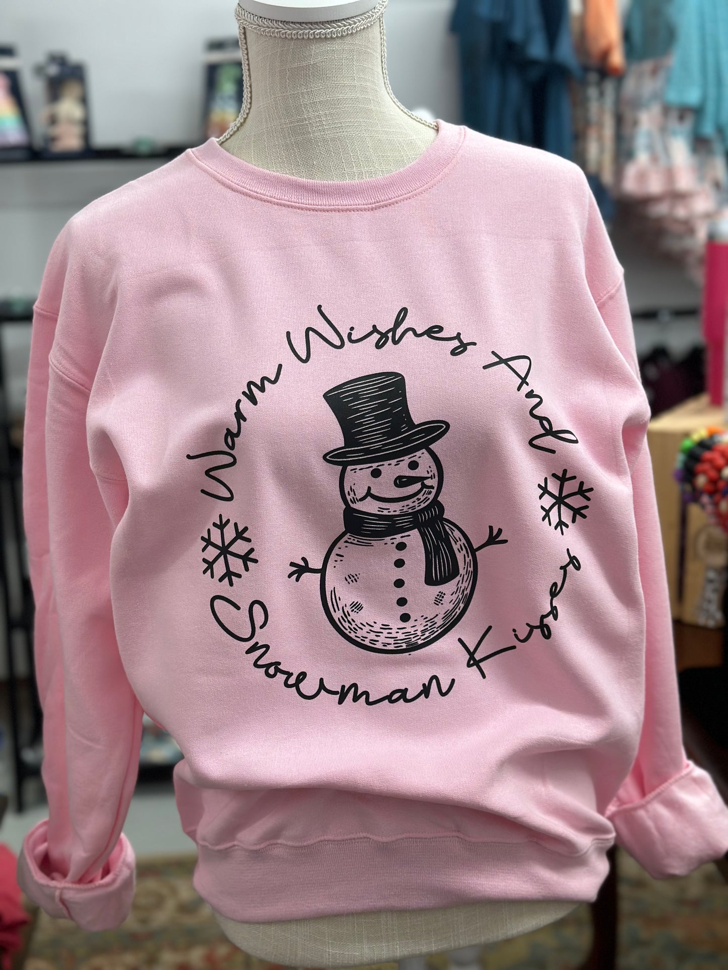 Warm wishes and Snowman kisses Crewneck Sweatshirt