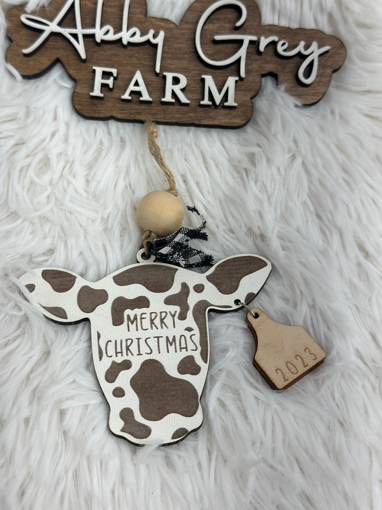 Merry Christmas 2023 Cow Christmas Ornament