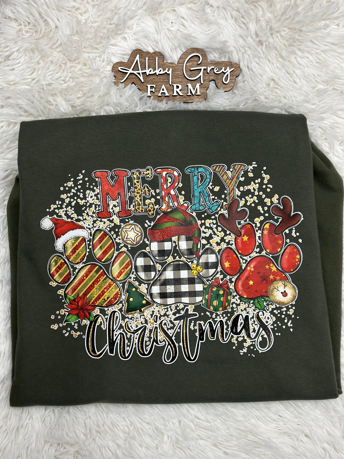 Merry Christmas Paw Prints… Comfort Colors - Garment-Dyed Heavyweight T-Shirt