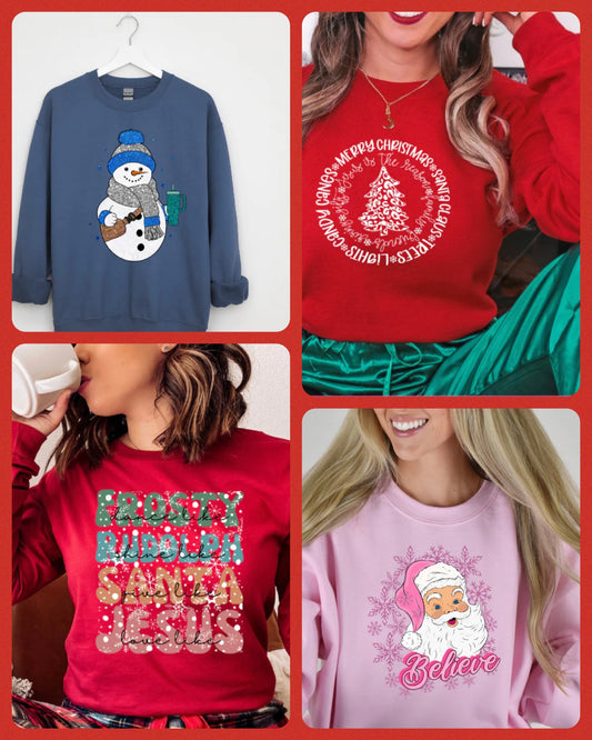 Two Christmas Crewneck Sweatshirt Bundle Grab Bag