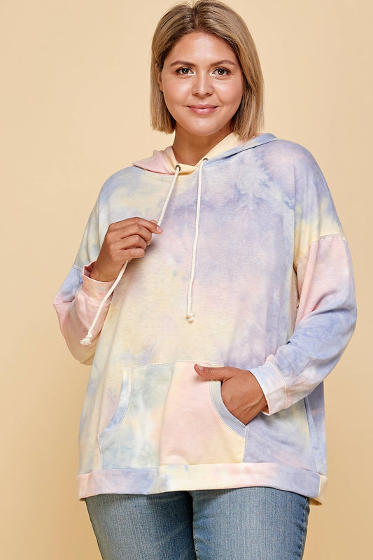 PLUS SIZE SORBET TIE DYE HOODIE