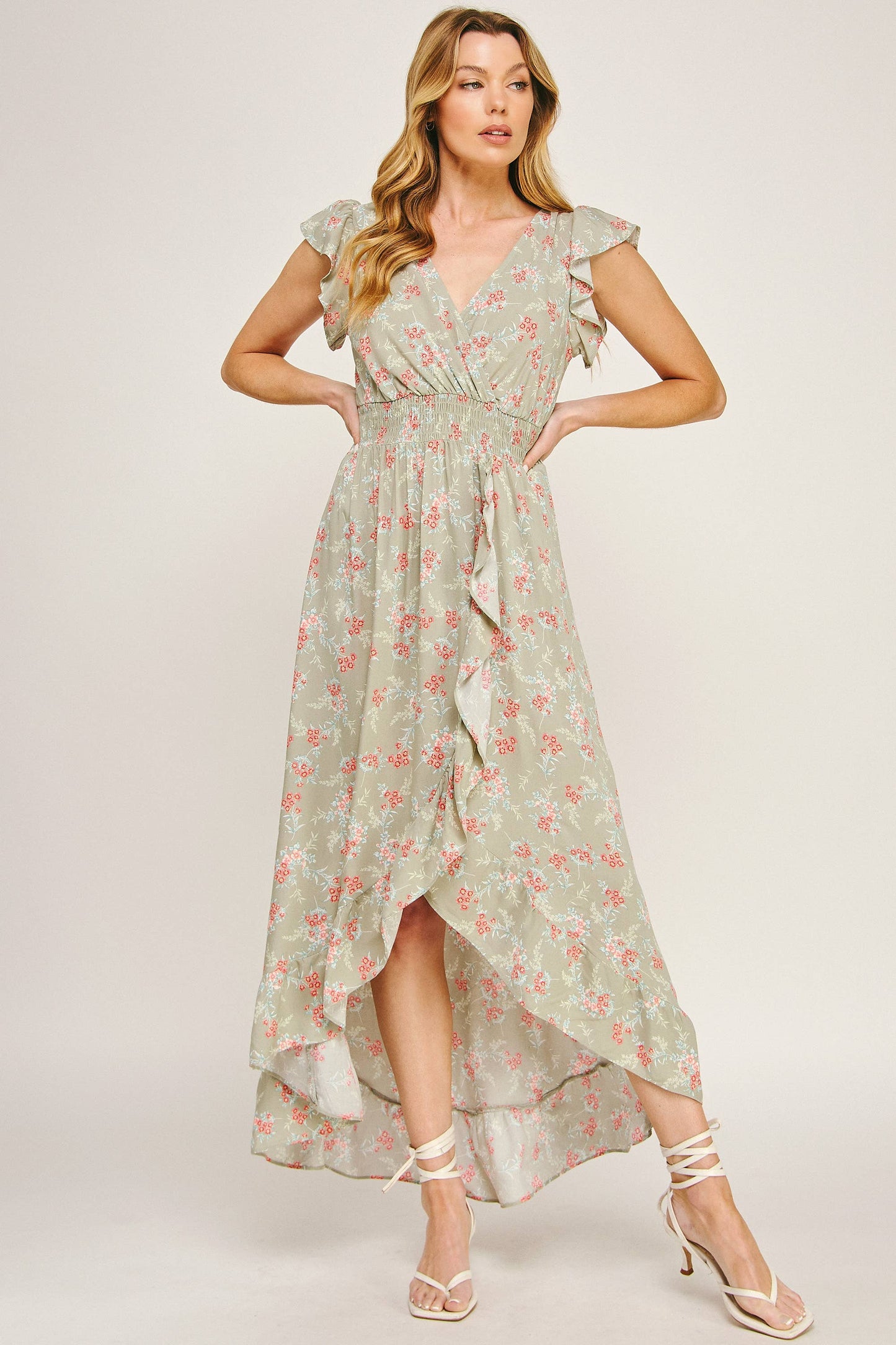 FLOW MAXI DRESS W/ RUFFLE DETAIL