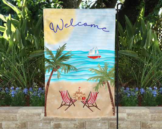 Garden Flag - Welcome Beach Scene