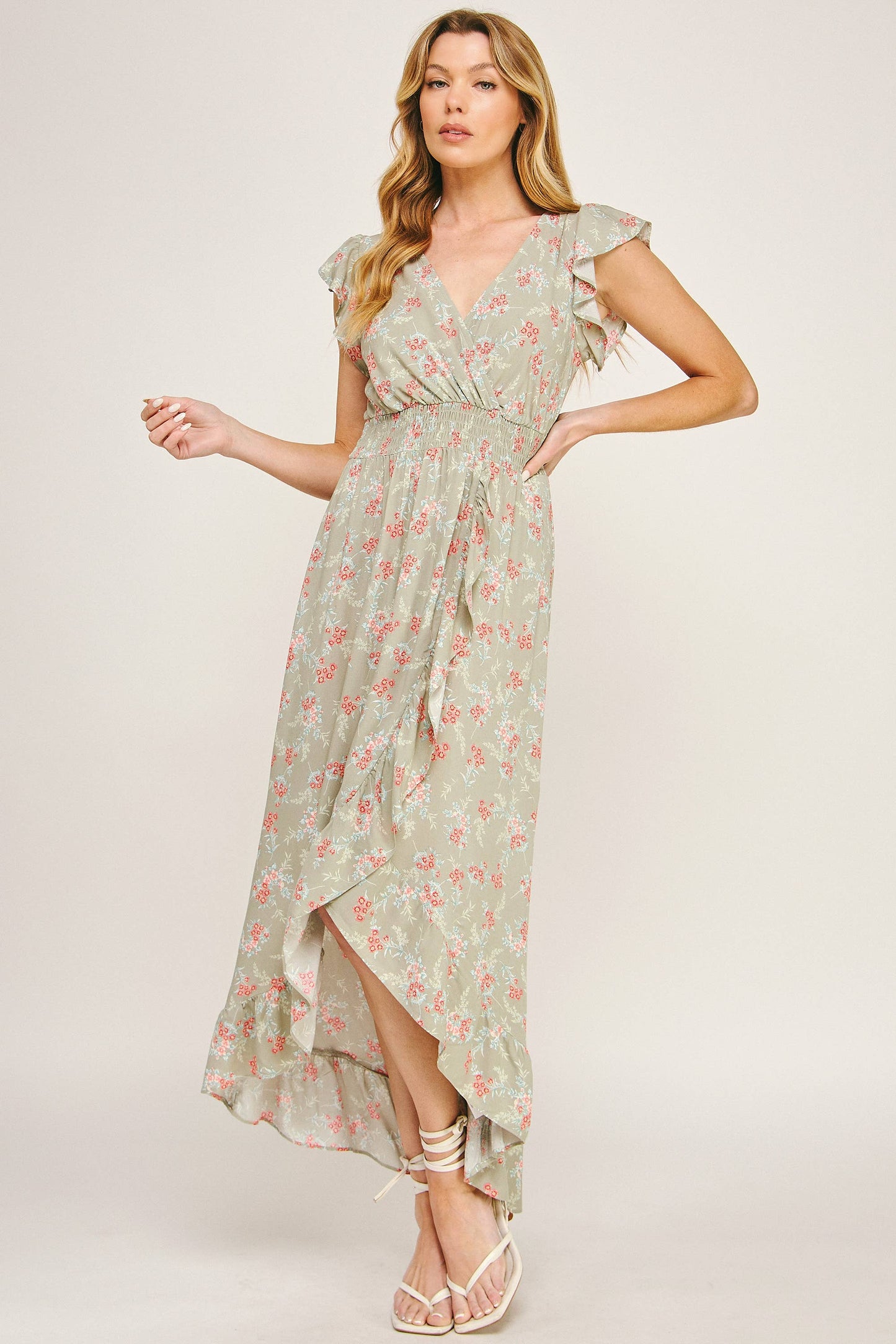 FLOW MAXI DRESS W/ RUFFLE DETAIL