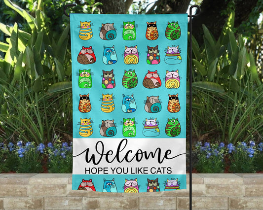 Garden Flag - Welcome Hope You Like Cats