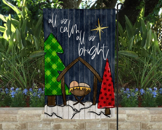 Garden Flag - All is Calm All is Bright