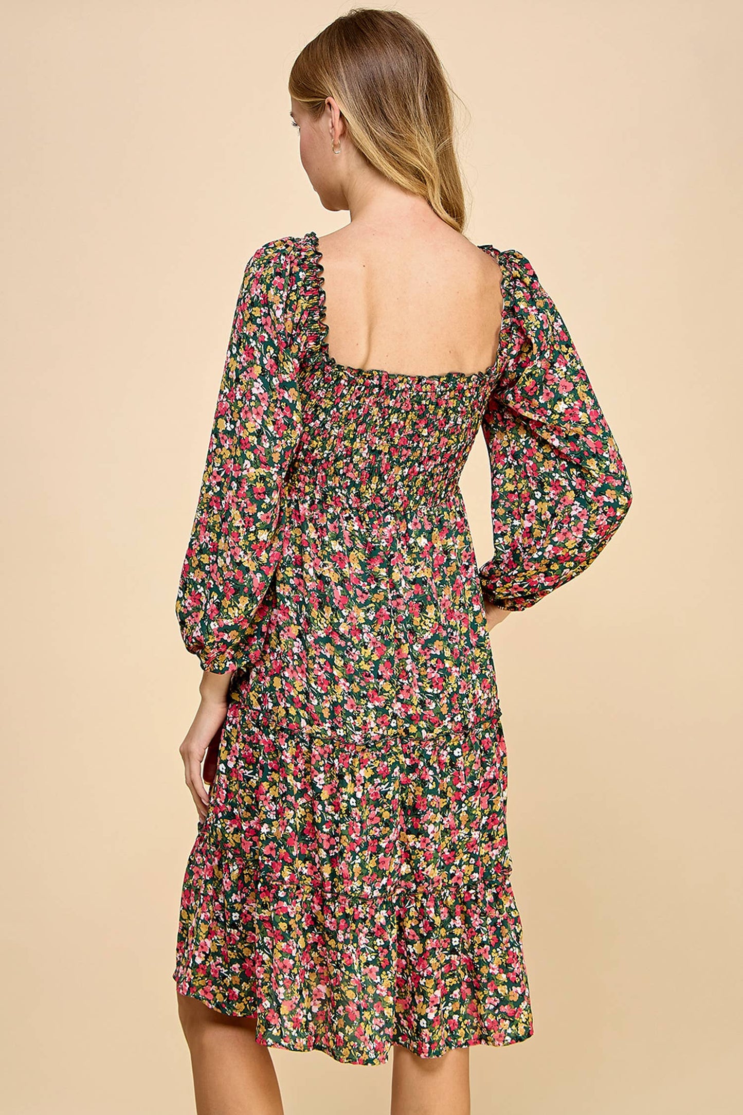 TIERED DRESS W/SMOCKING & LONG SLEEVE A450877M68