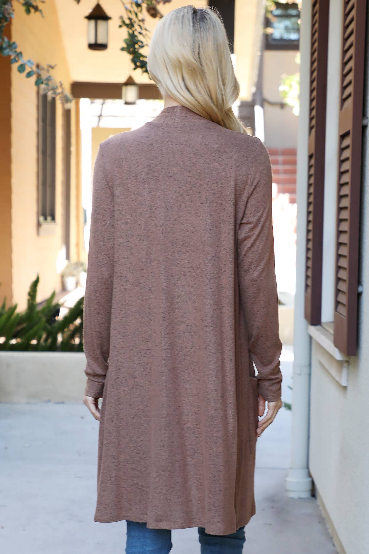 SOLID LONG SLEEVE OPEN FRONT CARDIGAN