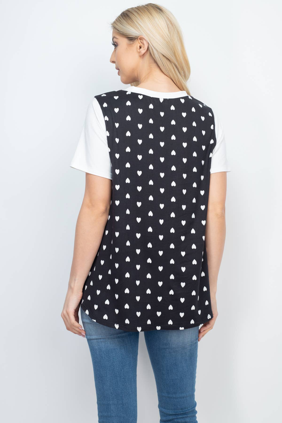 HEART PRINT RAGLAN POCKET TOP