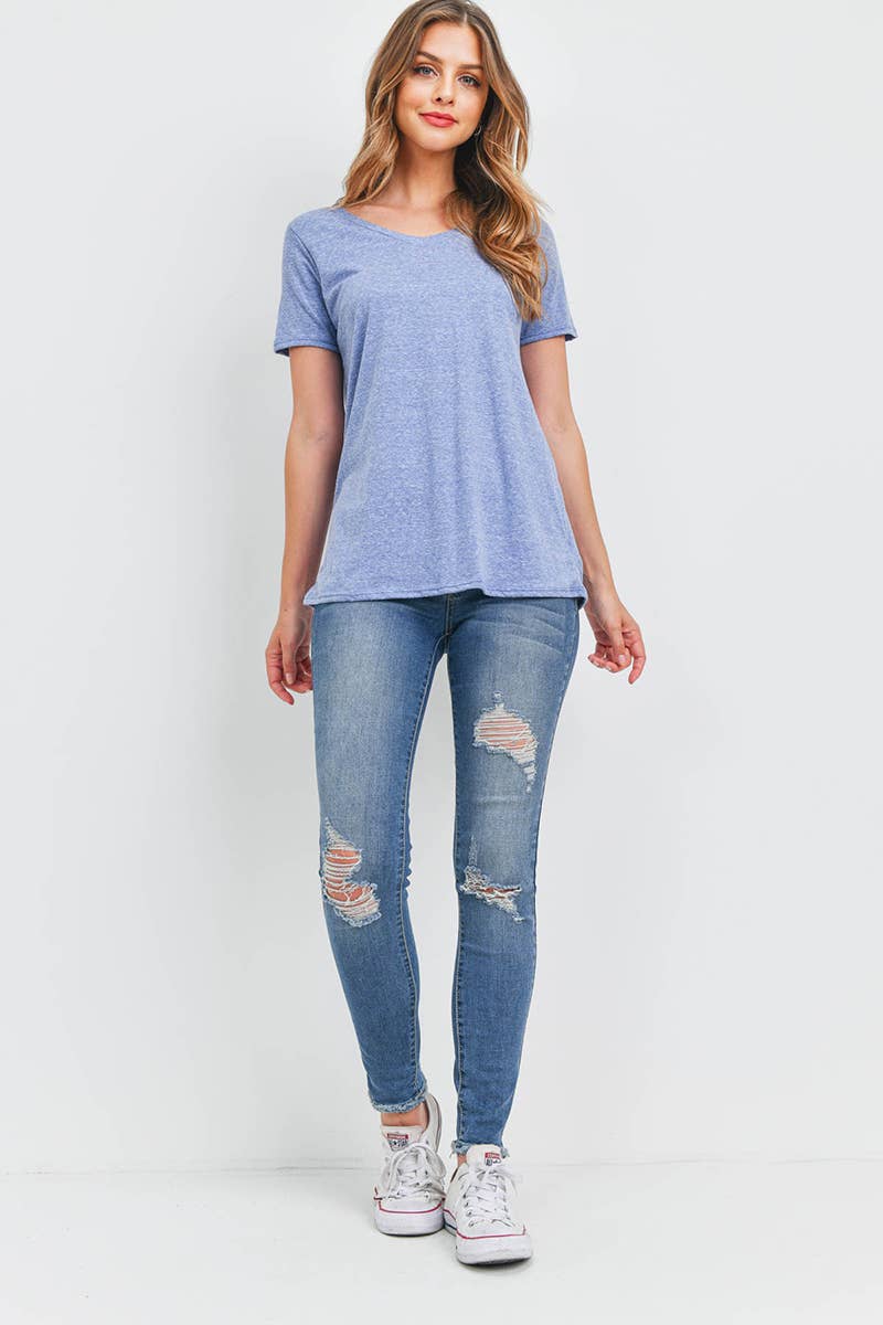 TRI-BLEND V-NECK SHORT SLEEVE TOP