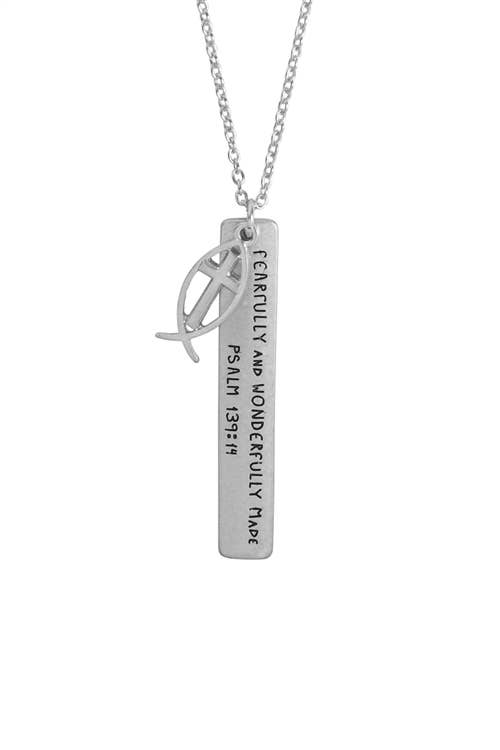 Message "Fearfully" Charm Pendant Necklace