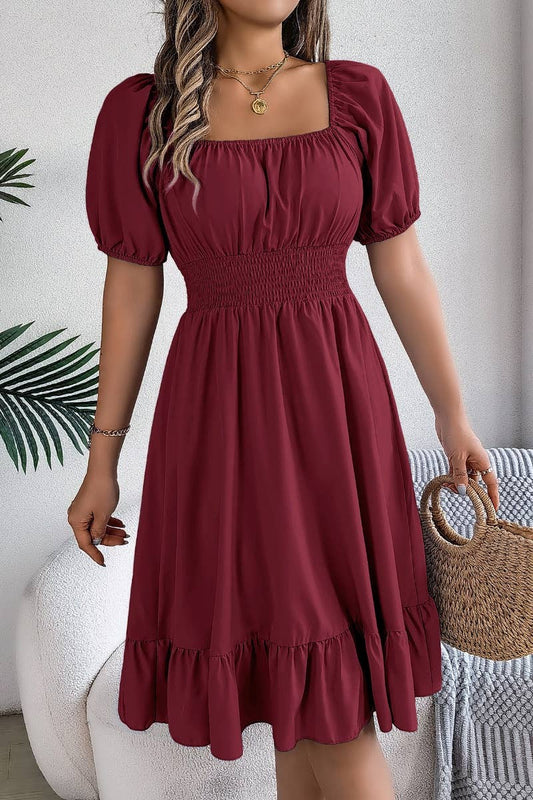 SQUARE NECK MIDI DRESS
