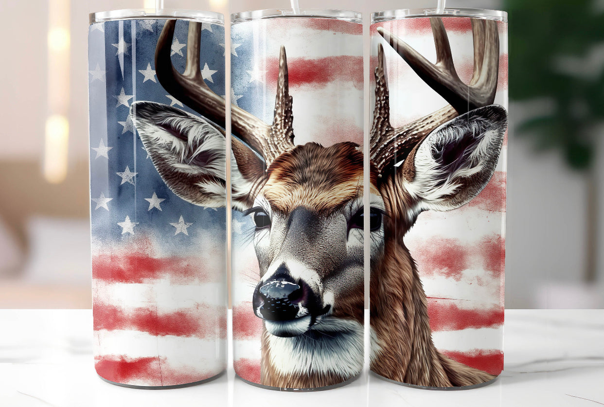 20oz. Tumbler American Flag Buck