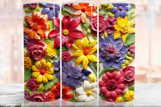 20oz. Tumbler wildflowers 3D