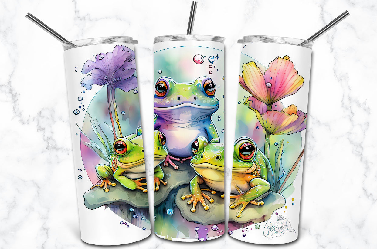 20oz. Tumbler Watercolor Frogs