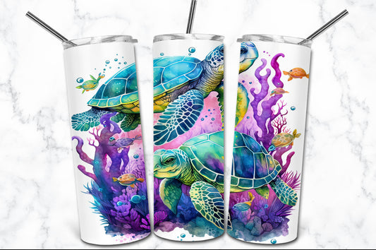 20oz. Tumbler Watercolor Turtles