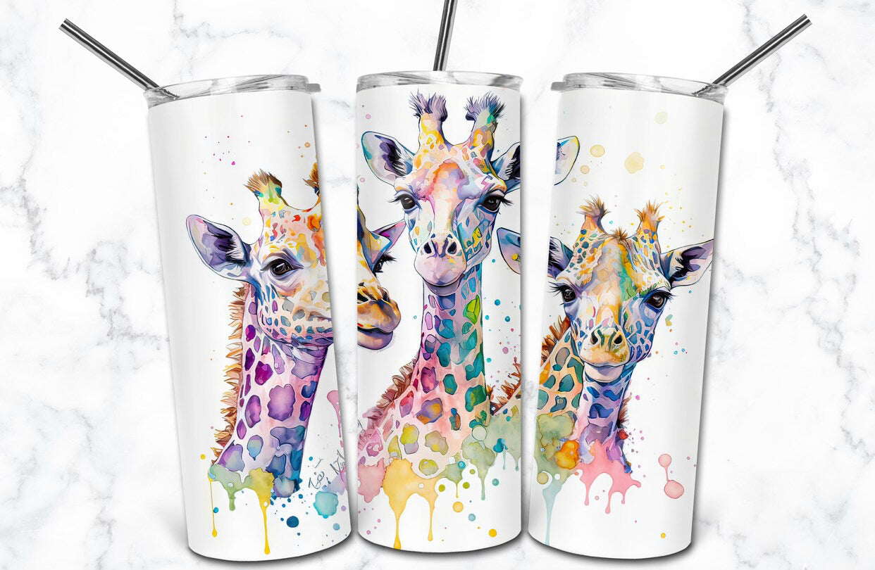 20oz. Tumbler Watercolor Giraffes