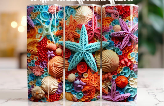 20oz. Tumbler star fish shells 3D