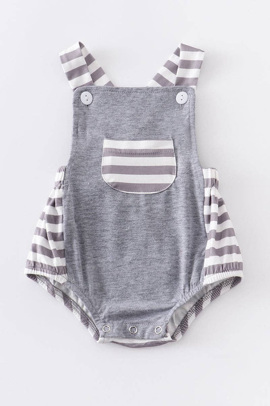 Grey stripe baby boy romper