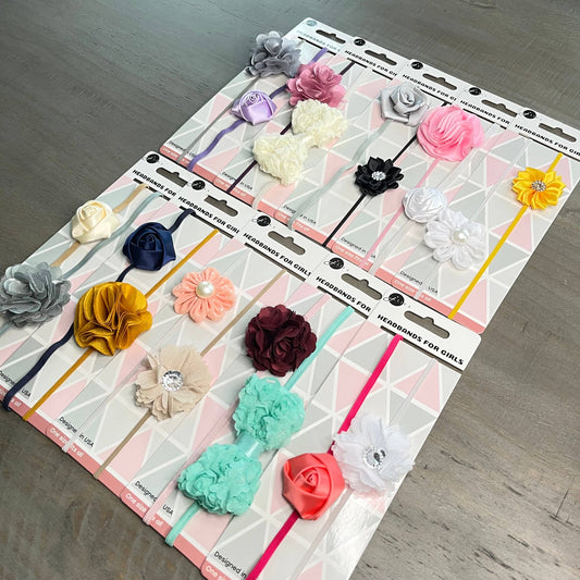 Baby Girl Headbands Nylon Bows Pack of 2