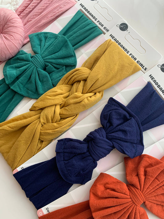 Baby Girl Headbands Nylon Bows Pack of 1 Random Assorted Mix