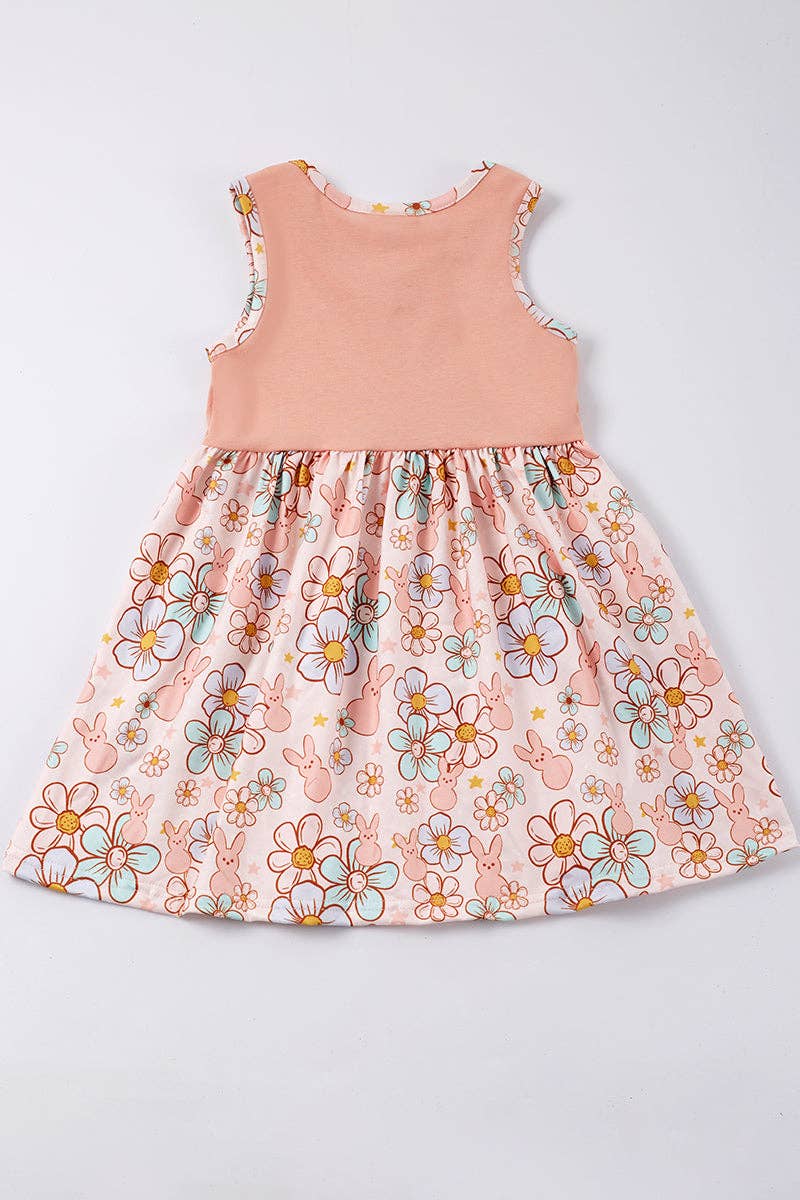 Coral bunny floral print dress