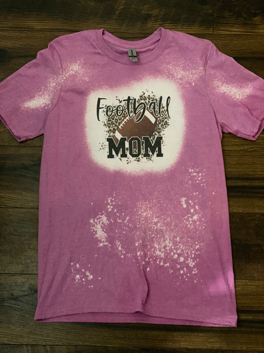 Bleached Tee- Leopard Football Mom