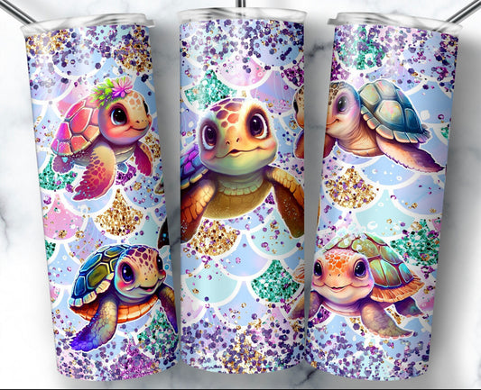 20oz. Turtle Glitter Tumbler