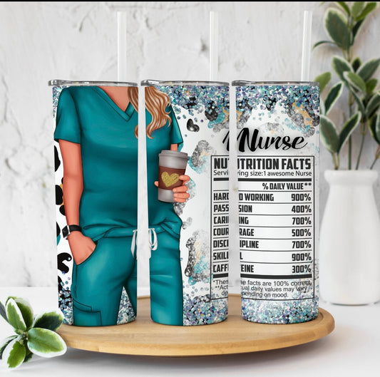 20oz. Tumbler Teal Nurse Design