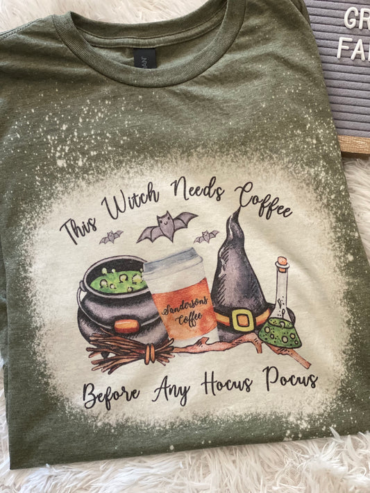 Bleached Tee- This witch needs coffee…