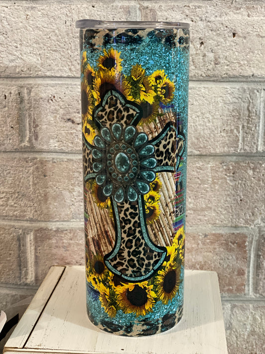 20oz. Tumbler Western Cross Design