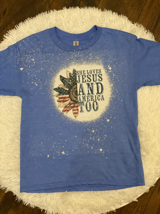YOUTH Bleached Tee She loves Jesus and America too
