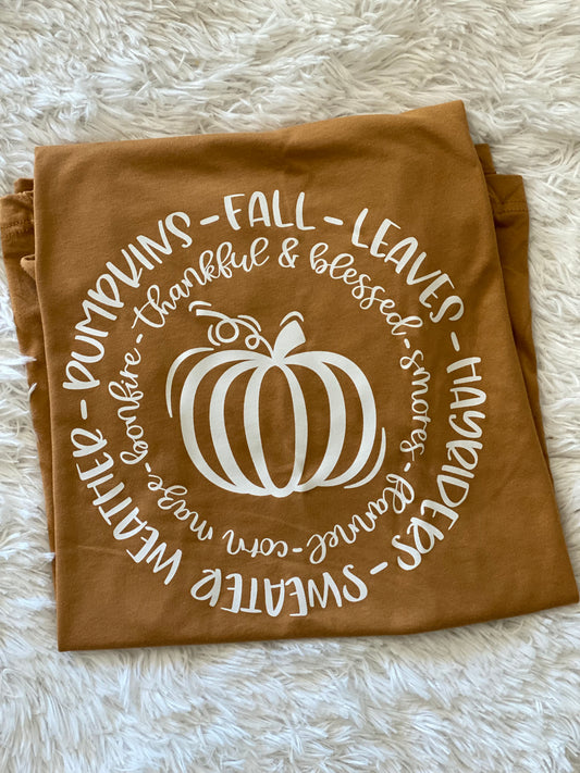 Pumpkins - Fall- Leaves Graphic Tee