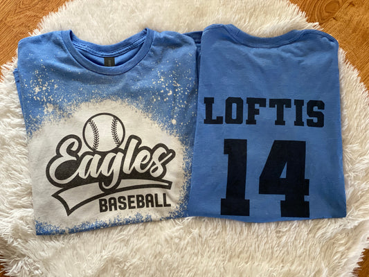 Bleached Tee- Eagles Baseball